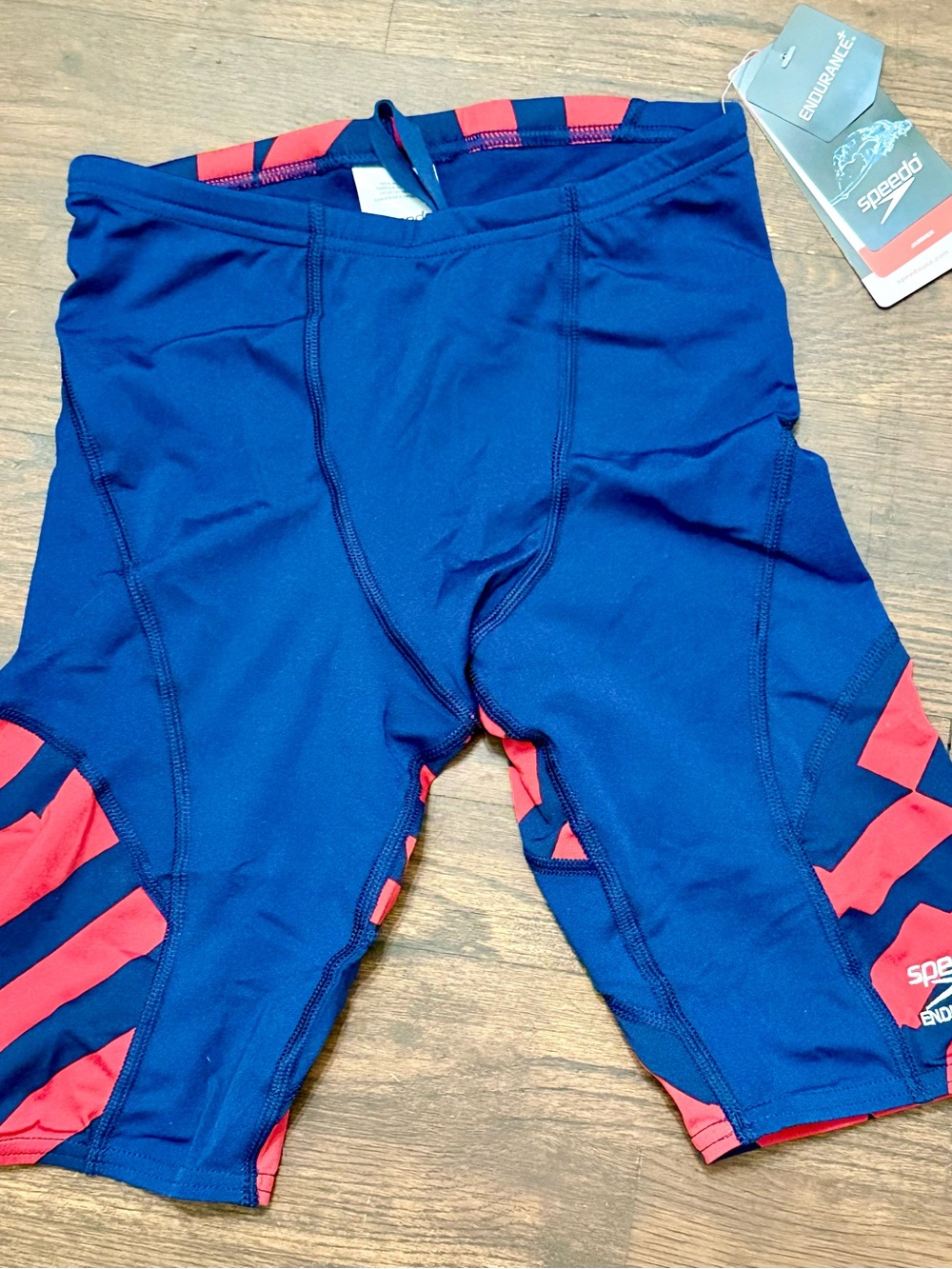 New Speedo Endurance+ Men's Jammer Swim Shorts - Navy & Red Size 28